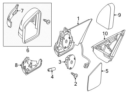 Mirror Assembly Diagram for 216-811-02-10-7368