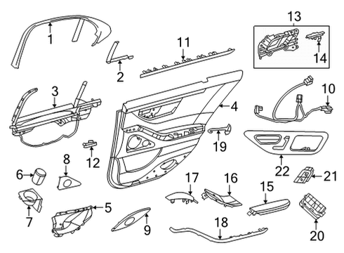 Door Trim Panel Diagram for 223-730-22-06-9E38