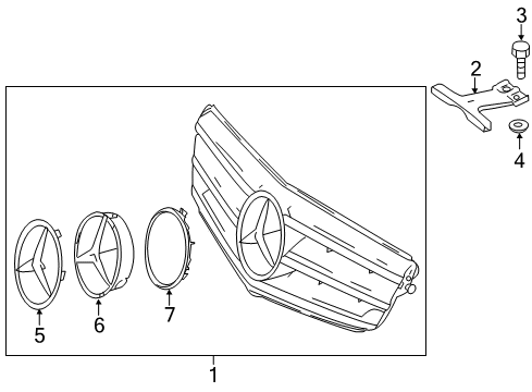 2012 Mercedes-Benz C250 Front Bumper - Grille & Components Diagram 5