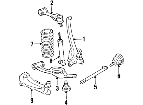 1984 Mercedes-Benz 500SEC Front Suspension, Control Arm, Stabilizer Bar Diagram 2