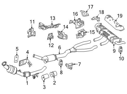 Catalytic Converter Diagram for 166-490-86-14-64