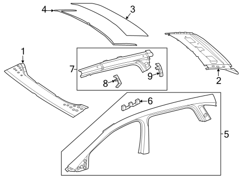 2023 Mercedes-Benz EQS 450 SUV Roof & Components Diagram