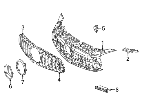 2019 Mercedes-Benz AMG GT C Grille & Components Diagram