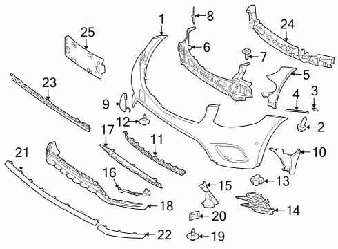 2020 Mercedes-Benz GLC43 AMG Front Bumper Diagram 2