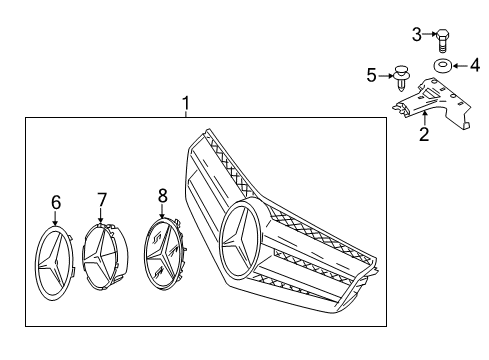 2013 Mercedes-Benz C350 Front Bumper - Grille & Components Diagram 1