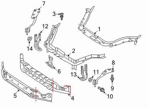 2006 Mercedes-Benz SLK350 Radiator Support Diagram