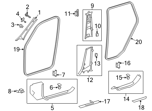 Surround Weatherstrip Diagram for 166-697-02-51-9G44