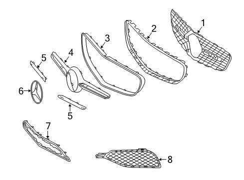 2017 Mercedes-Benz S550 Grille & Components Diagram 1