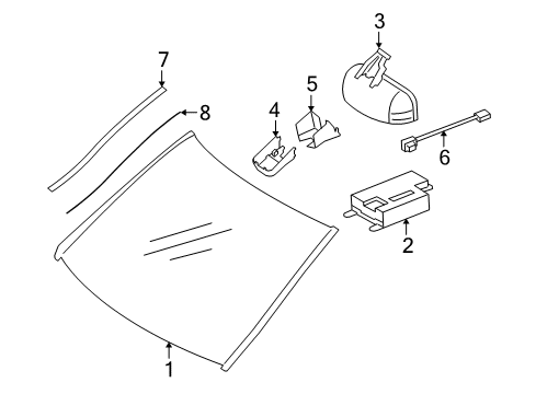 2008 Mercedes-Benz R350 Windshield Glass, Exterior Trim Diagram