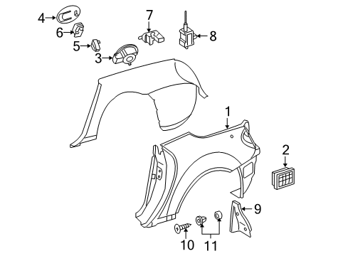 2010 Mercedes-Benz SLK55 AMG Quarter Panel & Components Diagram