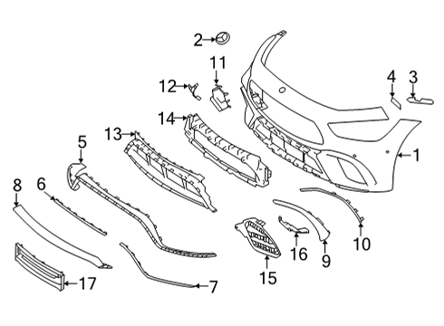 2021 Mercedes-Benz AMG GT 43 Bumper & Components - Front Diagram 1