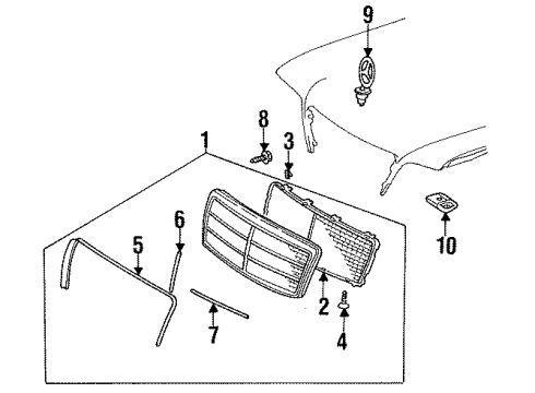 1994 Mercedes-Benz E320 Grille & Components Diagram 3