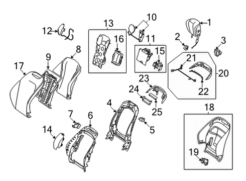 Seat Back Cover Diagram for 223-910-40-19-8V97