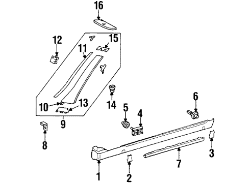 Pillar Molding Connector Diagram for 129-698-01-18