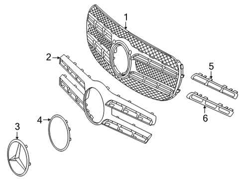 2022 Mercedes-Benz GLS450 Grille & Components Diagram 1