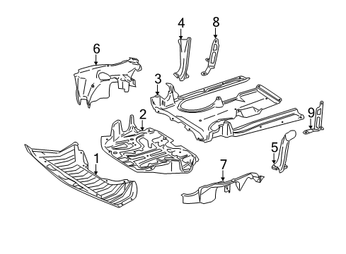 2011 Mercedes-Benz CL63 AMG Splash Shields Diagram