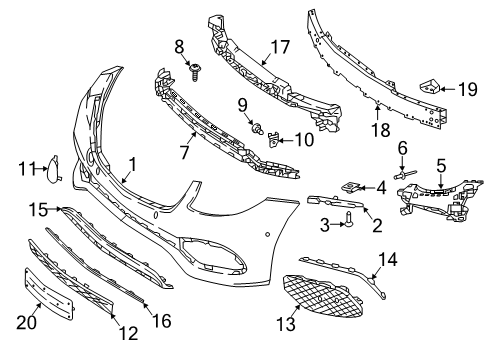 Bumper Cover Diagram for 213-885-00-38-64-9999