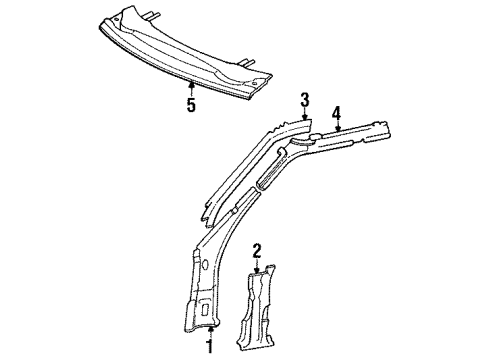 1995 Mercedes-Benz E320 Cowl & Windshield - Hinge Pillar Diagram 2