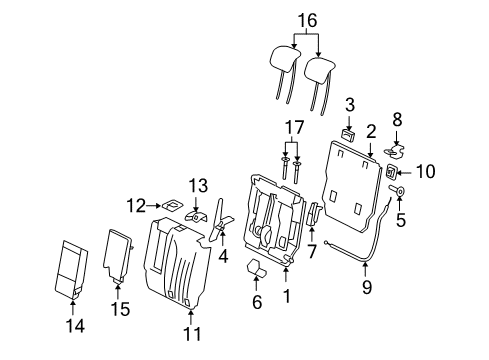 2010 Mercedes-Benz ML450 Rear Seat Components Diagram 1