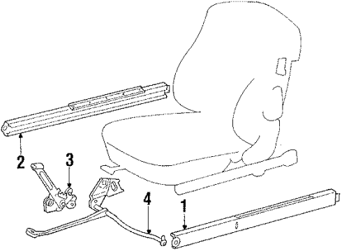 1986 Mercedes-Benz 560SL Seats & Track Components Diagram