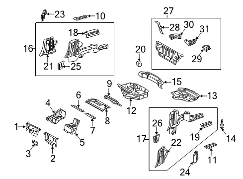 2012 Mercedes-Benz SL63 AMG Rear Body - Floor & Rails Diagram