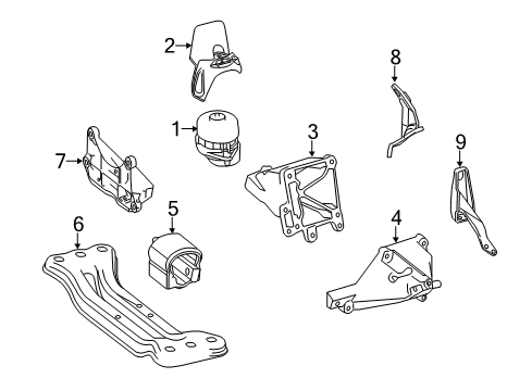 2013 Mercedes-Benz E63 AMG Engine & Trans Mounting Diagram