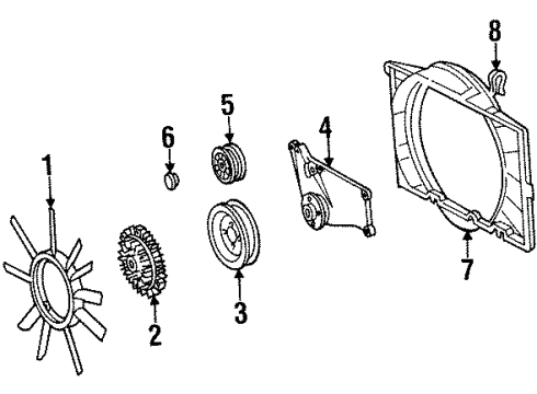 1997 Mercedes-Benz SL320 Cooling System, Radiator, Water Pump, Cooling Fan Diagram 1