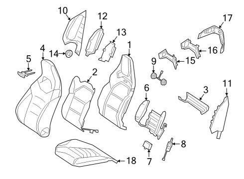 2022 Mercedes-Benz GLA35 AMG Passenger Seat Components Diagram 1