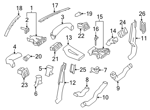 AIR VENT Diagram for 251-830-00-54-64-8K67