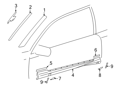 2001 Mercedes-Benz CLK320 Exterior Trim - Pillars, Rocker & Floor Diagram 1