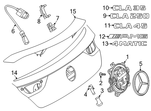 2020 Mercedes-Benz CLA250 Exterior Trim - Trunk Lid Diagram