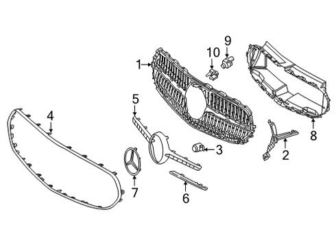 Grille Bracket Diagram for 206-888-52-00