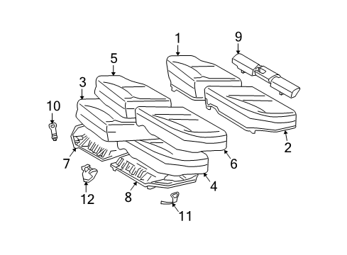 2004 Mercedes-Benz C240 Rear Seat Components Diagram 1