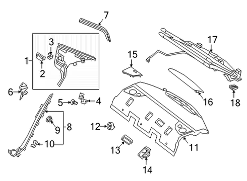 Upper Quarter Trim Diagram for 213-690-79-06-9051