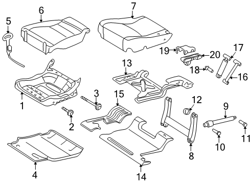 2004 Mercedes-Benz ML500 Rear Seat Components Diagram 5