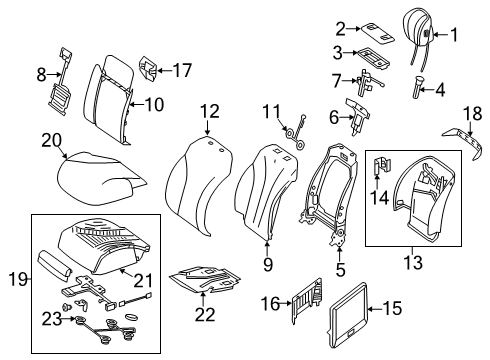 Seat Back Cover Diagram for 222-910-18-35-1B55