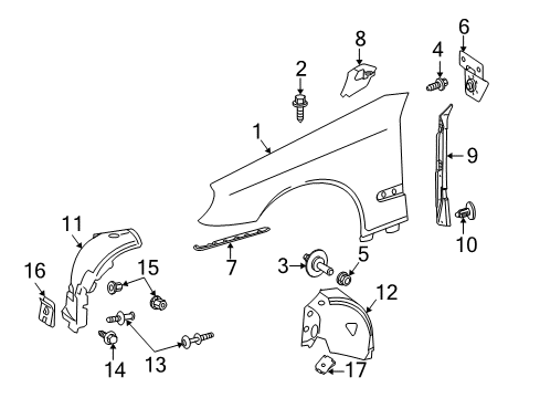 Wheelhouse Liner Diagram for 211-698-30-30