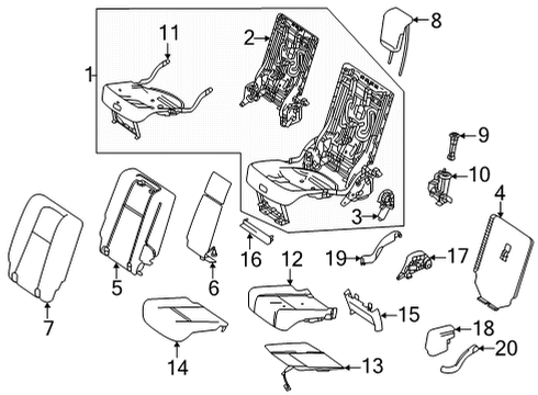 Seat Back Cover Diagram for 167-930-93-01-9E38