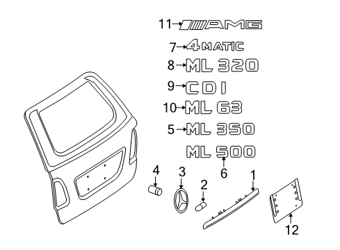 2007 Mercedes-Benz ML320 Exterior Trim - Lift Gate Diagram