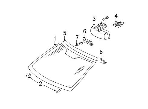 2002 Mercedes-Benz S430 Windshield Glass, Reveal Moldings