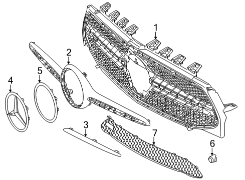 2021 Mercedes-Benz CLA250 Grille & Components Diagram 1