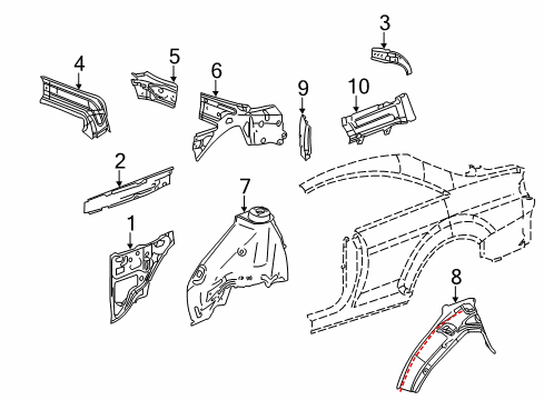 2014 Mercedes-Benz CL63 AMG Inner Structure - Quarter Panel Diagram