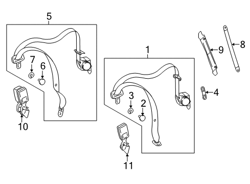 Lap & Shoulder Belt Diagram for 212-860-35-85-9C94