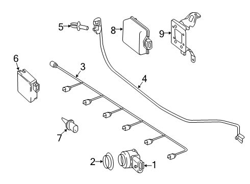 2019 Mercedes-Benz GLC63 AMG S Electrical Components - Front Bumper Diagram