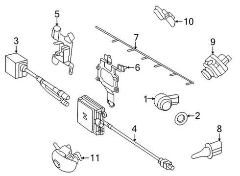 2022 Mercedes-Benz GLB250 Electrical Components - Front Bumper Diagram 2