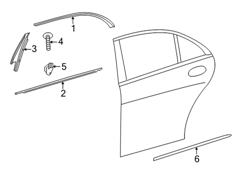 2023 Mercedes-Benz S500 Exterior Trim - Rear Door Diagram