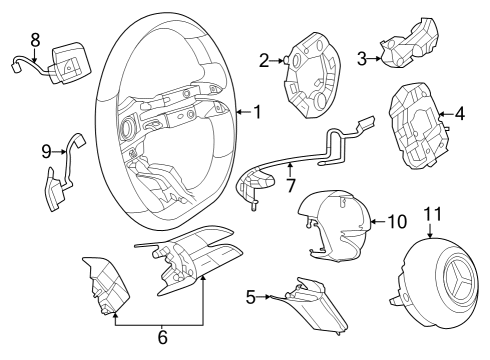 2023 Mercedes-Benz EQE AMG Steering Wheel & Trim Diagram 1