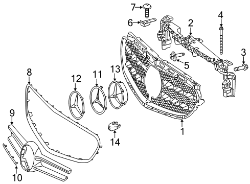 2014 Mercedes-Benz E350 Grille & Components Diagram 2