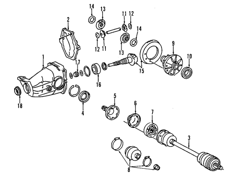 1989 Mercedes-Benz 300SE Rear Axle Shafts & Differential Diagram