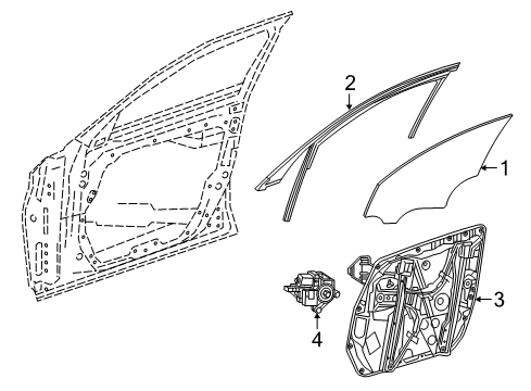 2015 Mercedes-Benz C63 AMG S Front Door - Glass & Hardware Diagram